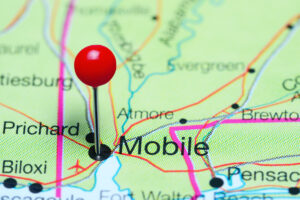 Mobile, Alabama pinned on map